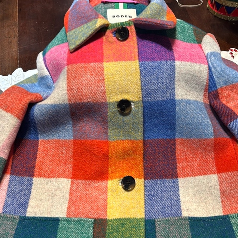 Boden Colorful Plaid Wool Check Coat & Skirt Set size 6 NWOT - Picture 7 of 10